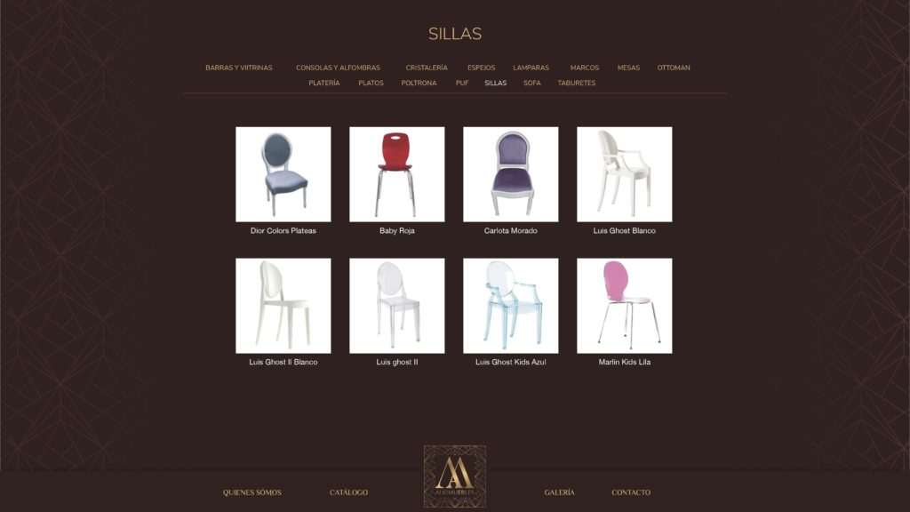 Alkimuebles Diseño web catálogo sillas