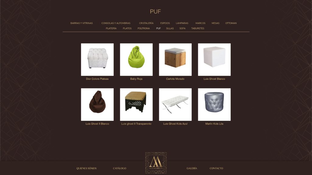 Alkimuebles Diseño web catalogo Puff