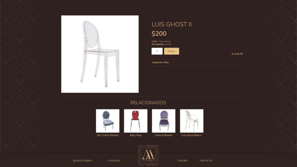 Alkimuebles Diseño web catalogo detalle producto